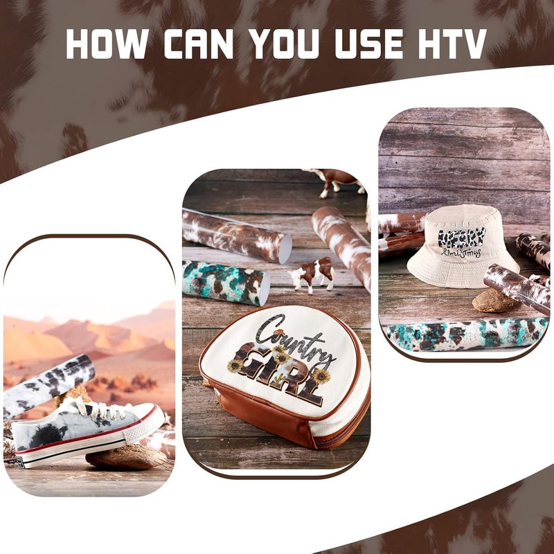 Tintnut Cowhide HTV Vinyl - 10 Sheets 12 x 10 inches Brown Heat Transfer Vinyl Animal Printed Patterned HTV Iron on Vinyl for T-Shirts DIY Compatible with Cricut or Silhouette Cameo - Image 4